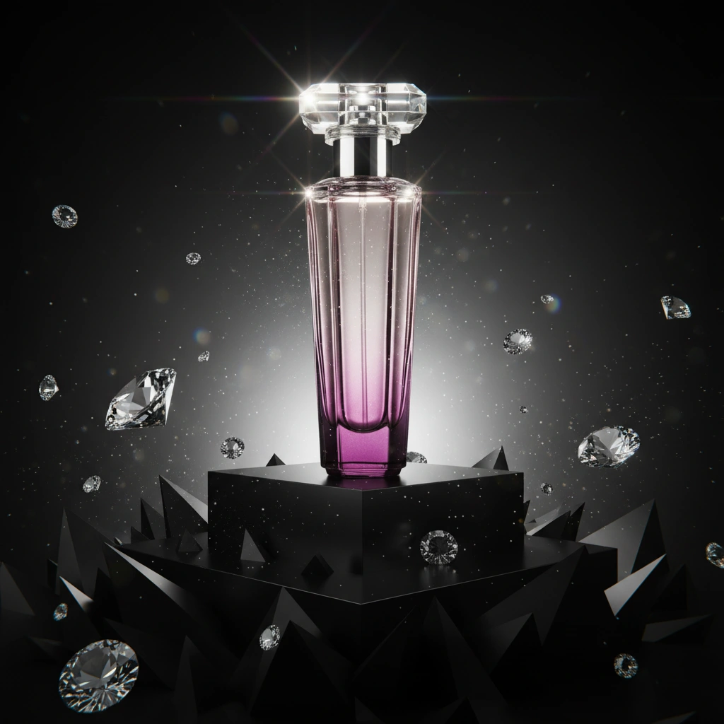 Premium luxury monument style product photography with floating diamonds and dramatic lighting