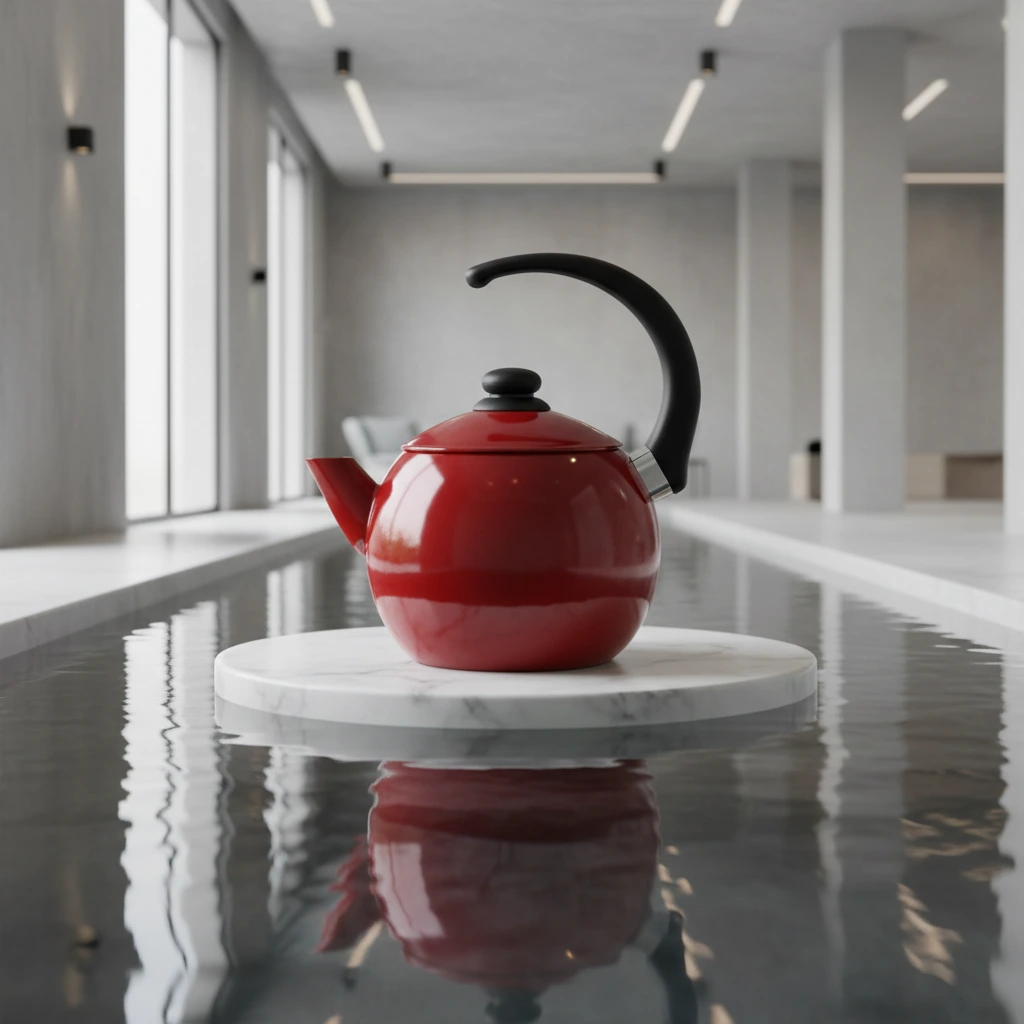 Modern architectural studio product photography with pool reflections and premium lighting