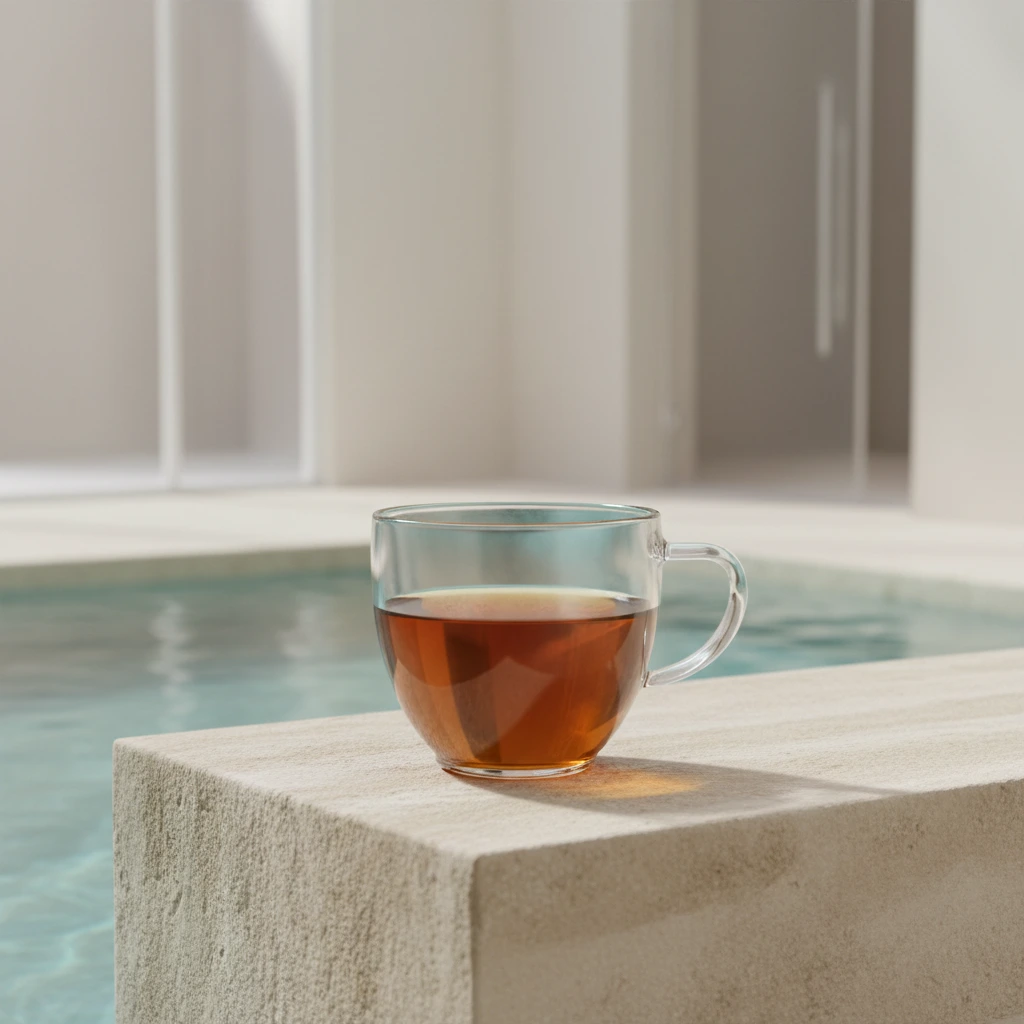 Spa-inspired studio product photography with stone podium and calm luxury aesthetic