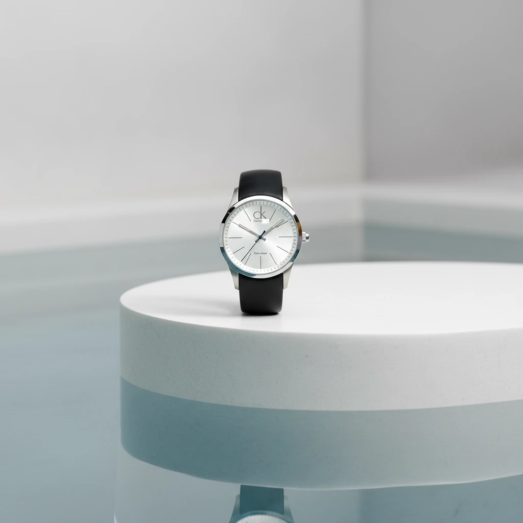 Studio product photography with minimal indoor swimming pool and editorial quality