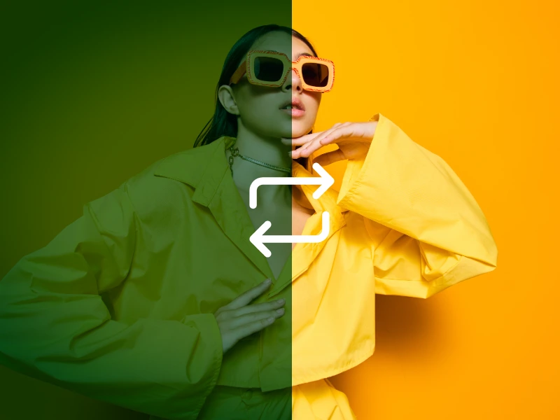 AI Photo Color Correction before and after showing green color cast fixed to true-to-life tones